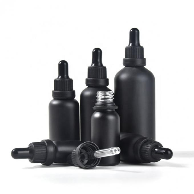 5ml 10ml 15ml 20ml 30ml 50ml 100ml Black Frosted Glass Dropper Bottles For Essential Oils 0