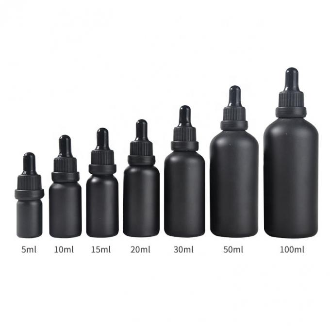 5ml 10ml 15ml 20ml 30ml 50ml 100ml Black Frosted Glass Dropper Bottles For Essential Oils 1