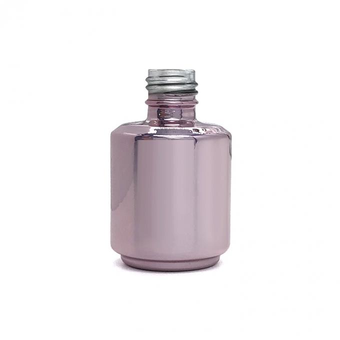 15ML SHINY PINK UV PLATING LUXURY EMPTY ROUND NAIL POLISH GLASS BOTTLES WITH BRUSH 0