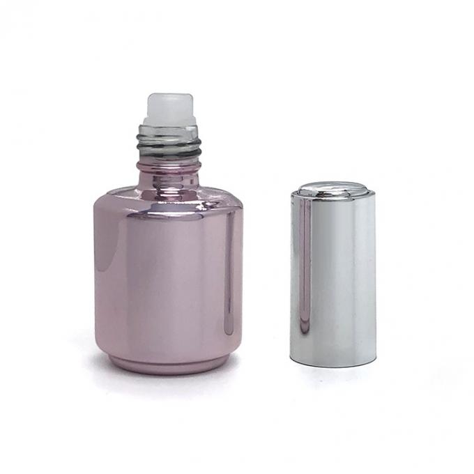 15ML SHINY PINK UV PLATING LUXURY EMPTY ROUND NAIL POLISH GLASS BOTTLES WITH BRUSH 1