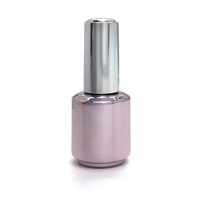 15ML SHINY PINK UV PLATING LUXURY EMPTY ROUND NAIL POLISH GLASS BOTTLES WITH BRUSH 3