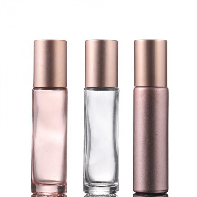 Pink Color Rose Gold Cap 10ml Glass Roller Ball Bottles 3